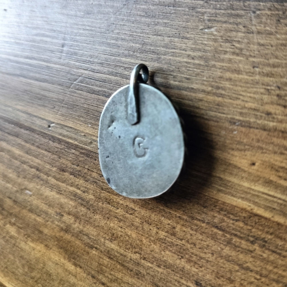Vintage Native American Turquoise, Sterling Silver Pendant - Picture 2 of 3